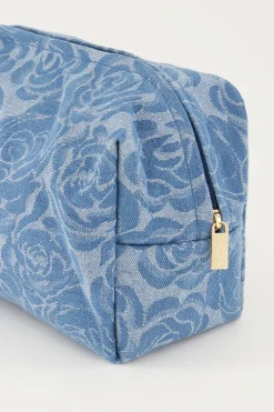 Denim Toilettas Set Met Rozen Print