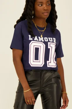 Donkerblauw Baseball T-shirt L'amour