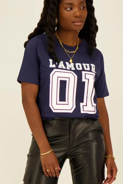 Donkerblauw Baseball T-shirt L'amour