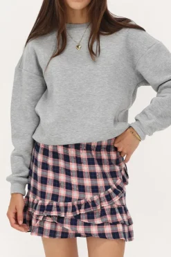 Donkerblauw Rokje Met Roze Ruitjes En Lurex