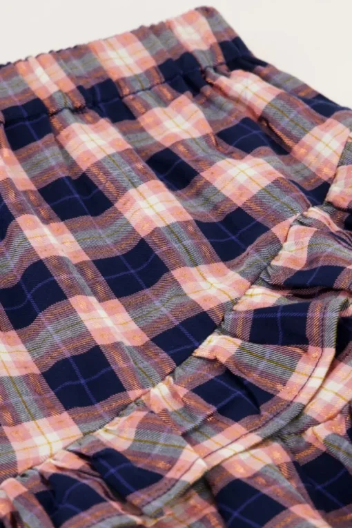 Donkerblauw Rokje Met Roze Ruitjes En Lurex