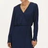 Donkerblauwe Jurk In Satijn Look