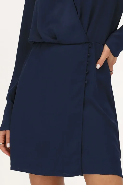 Donkerblauwe Jurk In Satijn Look
