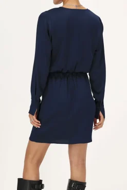 Donkerblauwe Jurk In Satijn Look