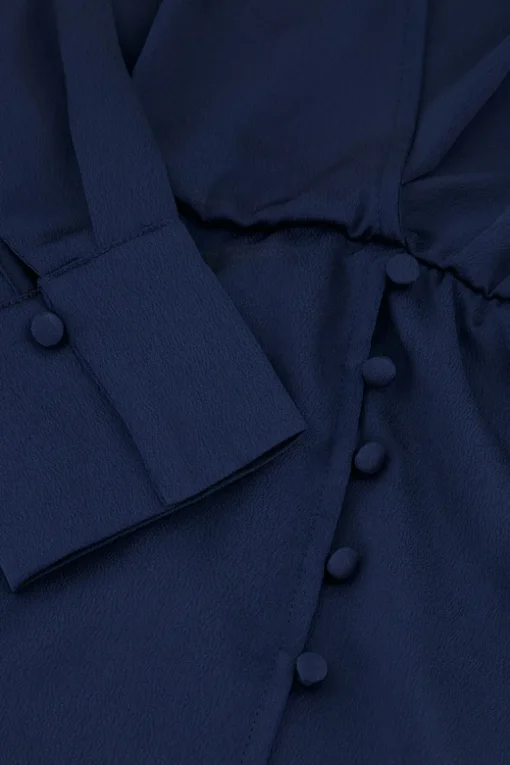 Donkerblauwe Jurk In Satijn Look