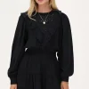 Donkerblauwe Jurk Met Embroidery En Ruffles