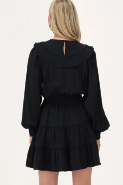 Donkerblauwe Jurk Met Embroidery En Ruffles