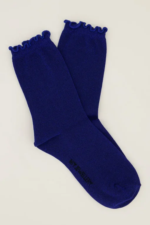 Donkerblauwe Sokken Met Lurex En Ruffle