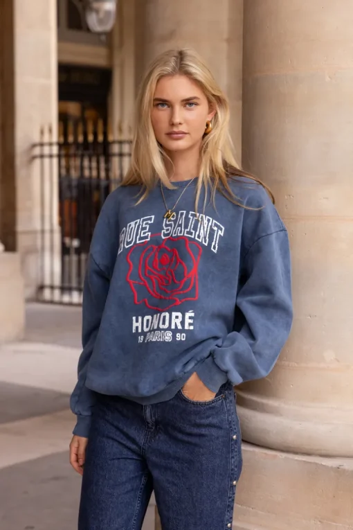 Donkerblauwe Sweater "Rue Saint Honoré"