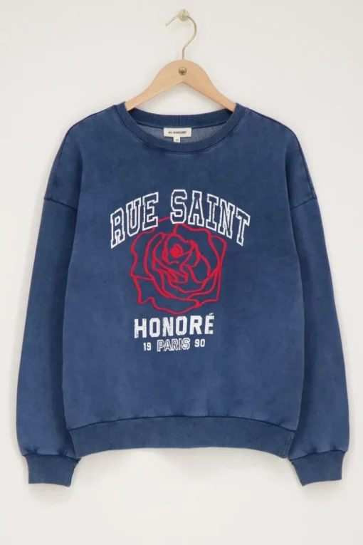 Donkerblauwe Sweater "Rue Saint Honoré"
