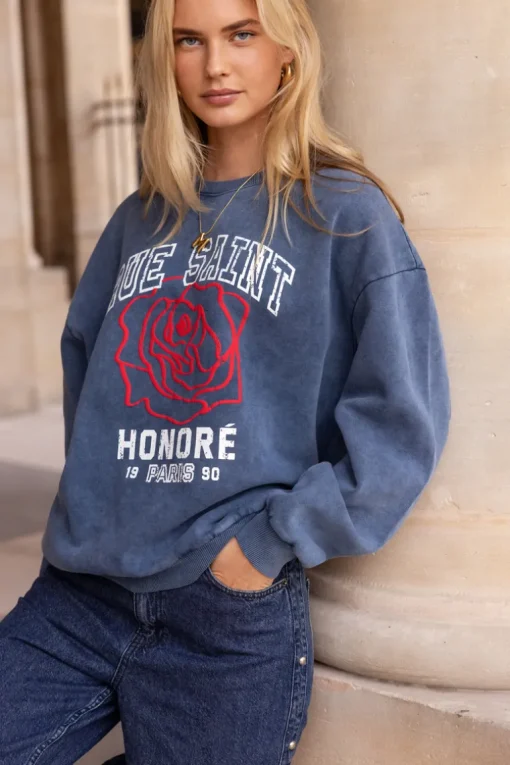 Donkerblauwe Sweater "Rue Saint Honoré"