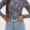 Donkerblauwe Top Met Col En Paisley Print