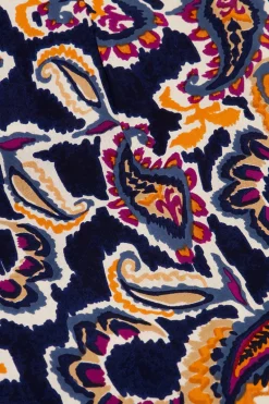 Donkerblauwe Wikkeljurk Met Paisleyprint