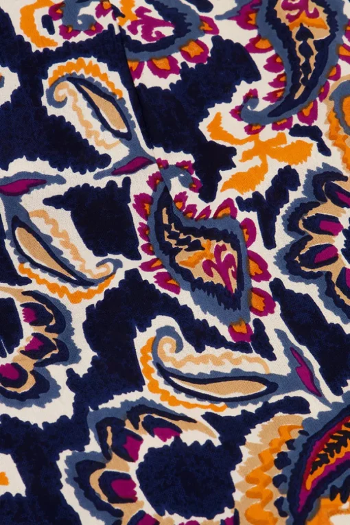 Donkerblauwe Wikkeljurk Met Paisleyprint