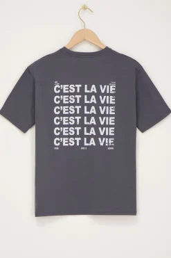 Donkergrijs T-shirt C'est La Vie