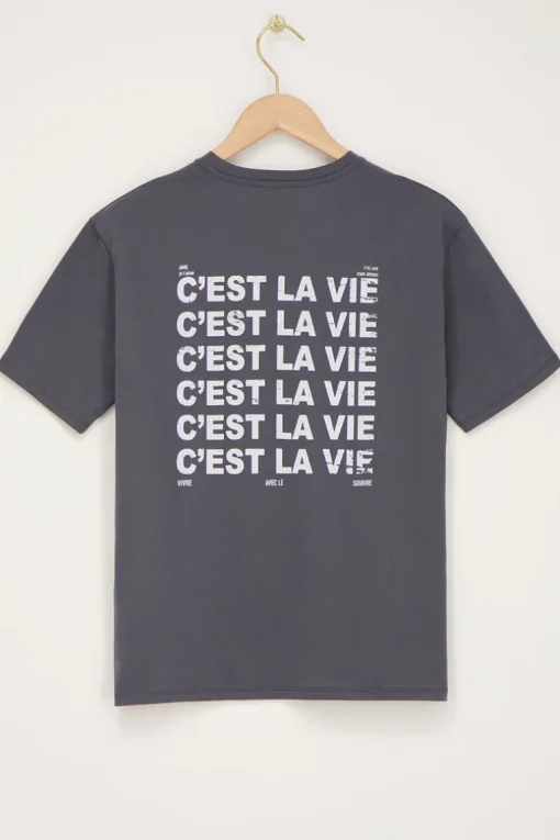 Donkergrijs T-shirt C'est La Vie