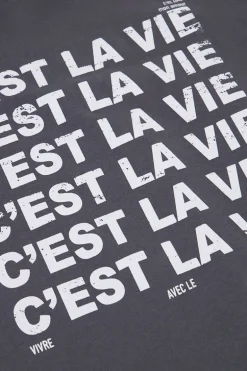 Donkergrijs T-shirt C'est La Vie