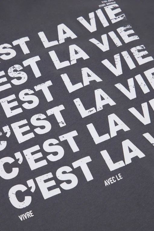 Donkergrijs T-shirt C'est La Vie