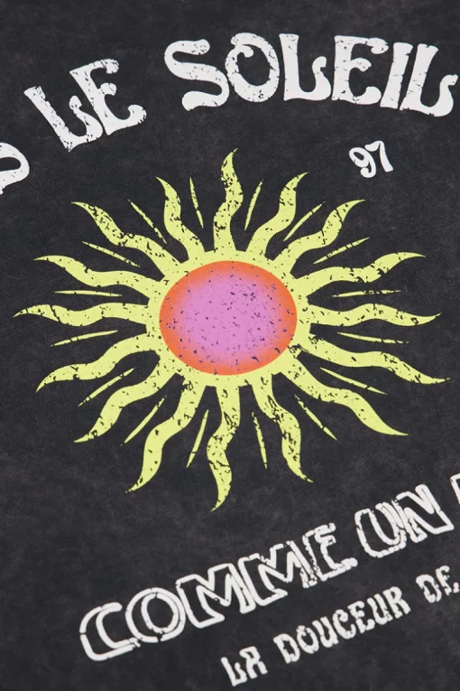 Donkergrijs T-shirt Met Lange Mouwen En Backprint