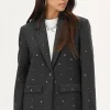 Donkergrijze Blazer Met Studs