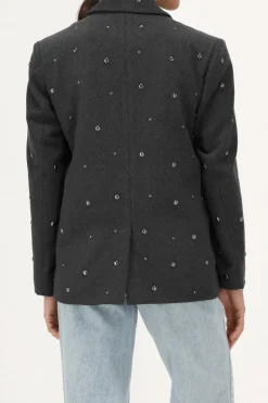 Donkergrijze Blazer Met Studs