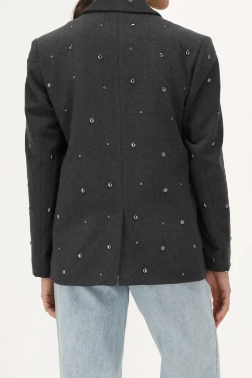Donkergrijze Blazer Met Studs