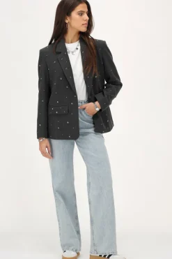 Donkergrijze Blazer Met Studs