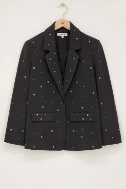 Donkergrijze Blazer Met Studs
