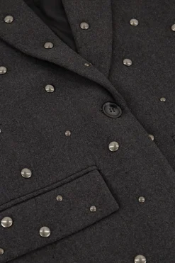Donkergrijze Blazer Met Studs