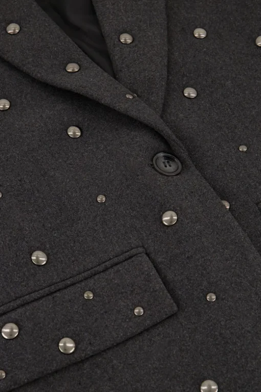 Donkergrijze Blazer Met Studs
