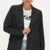Donkergrijze Blazer Met Zakken & Knopen