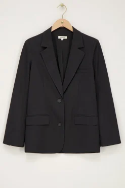 Donkergrijze Blazer Met Zakken & Knopen