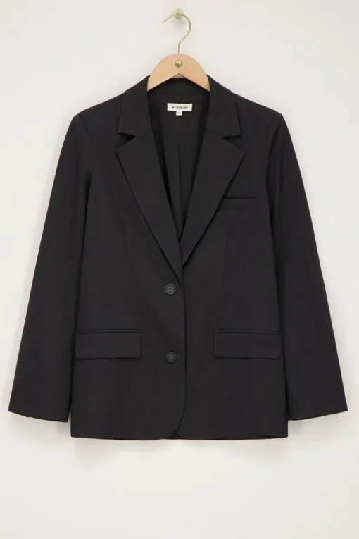 Donkergrijze Blazer Met Zakken & Knopen