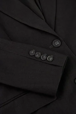Donkergrijze Blazer Met Zakken & Knopen