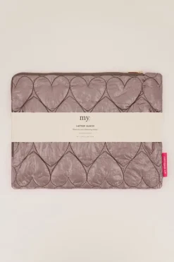 Donkergrijze Metallic Laptop Hoes Met Hartjes Patroon