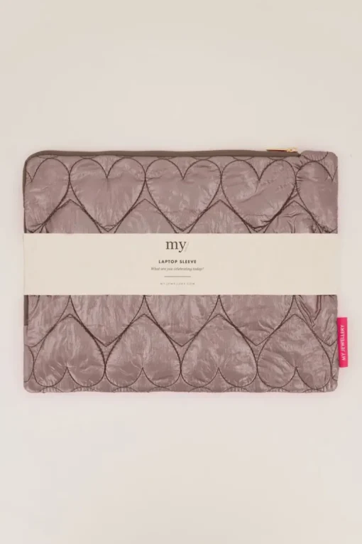 Donkergrijze Metallic Laptop Hoes Met Hartjes Patroon