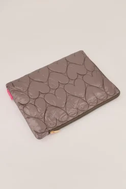 Donkergrijze Metallic Laptop Hoes Met Hartjes Patroon