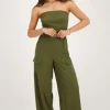 Donkergroene Cargo Jumpsuit