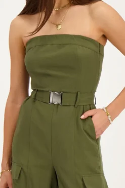 Donkergroene Cargo Jumpsuit