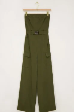 Donkergroene Cargo Jumpsuit