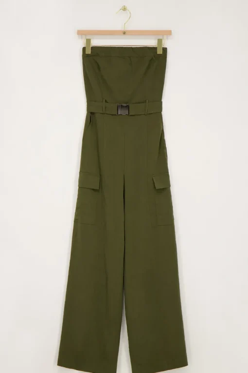 Donkergroene Cargo Jumpsuit