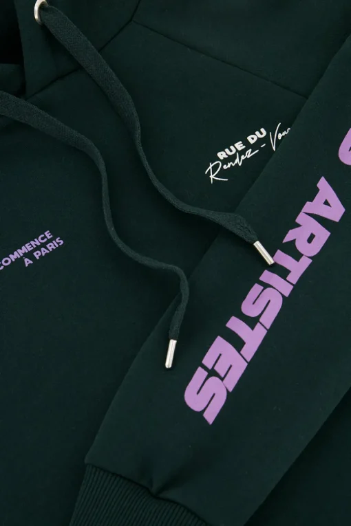 Donkergroene Hoodie "Le Club Des Artistes"