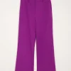 Donkerpaarse Pantalon Linnen Look