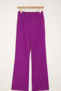Donkerpaarse Pantalon Linnen Look