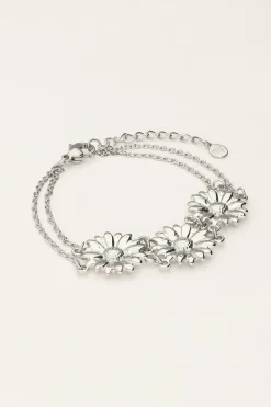 Dubbele Armband Met Drie Bloemen