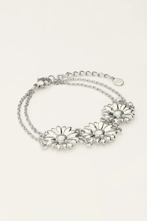 Dubbele Armband Met Drie Bloemen