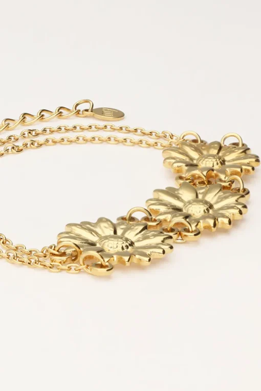 Dubbele Armband Met Drie Bloemen