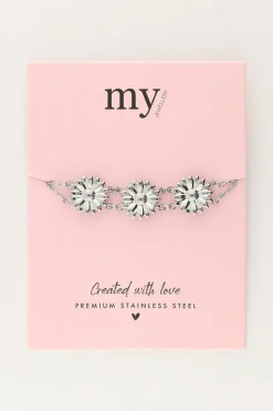 Dubbele Armband Met Drie Bloemen