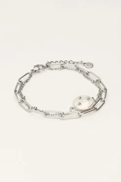 Dubbele Armband Met Schakel En Parel