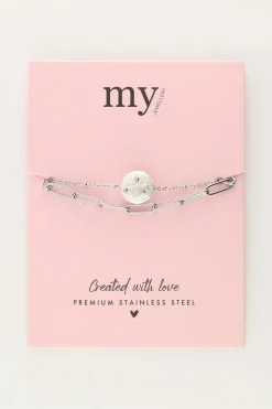 Dubbele Armband Met Schakel En Parel